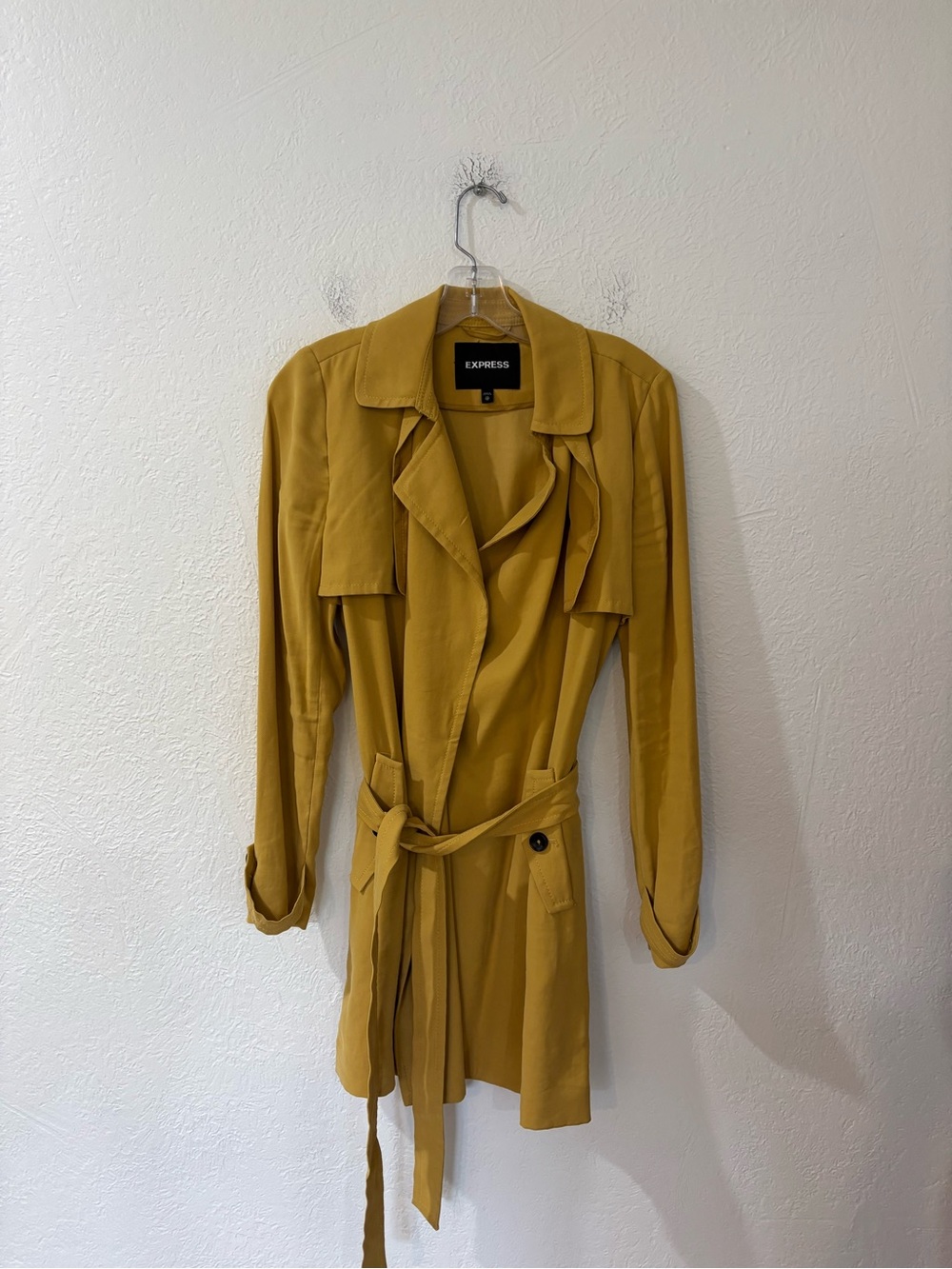 Express Golden Yellow Wrap Trench Coat Jacket